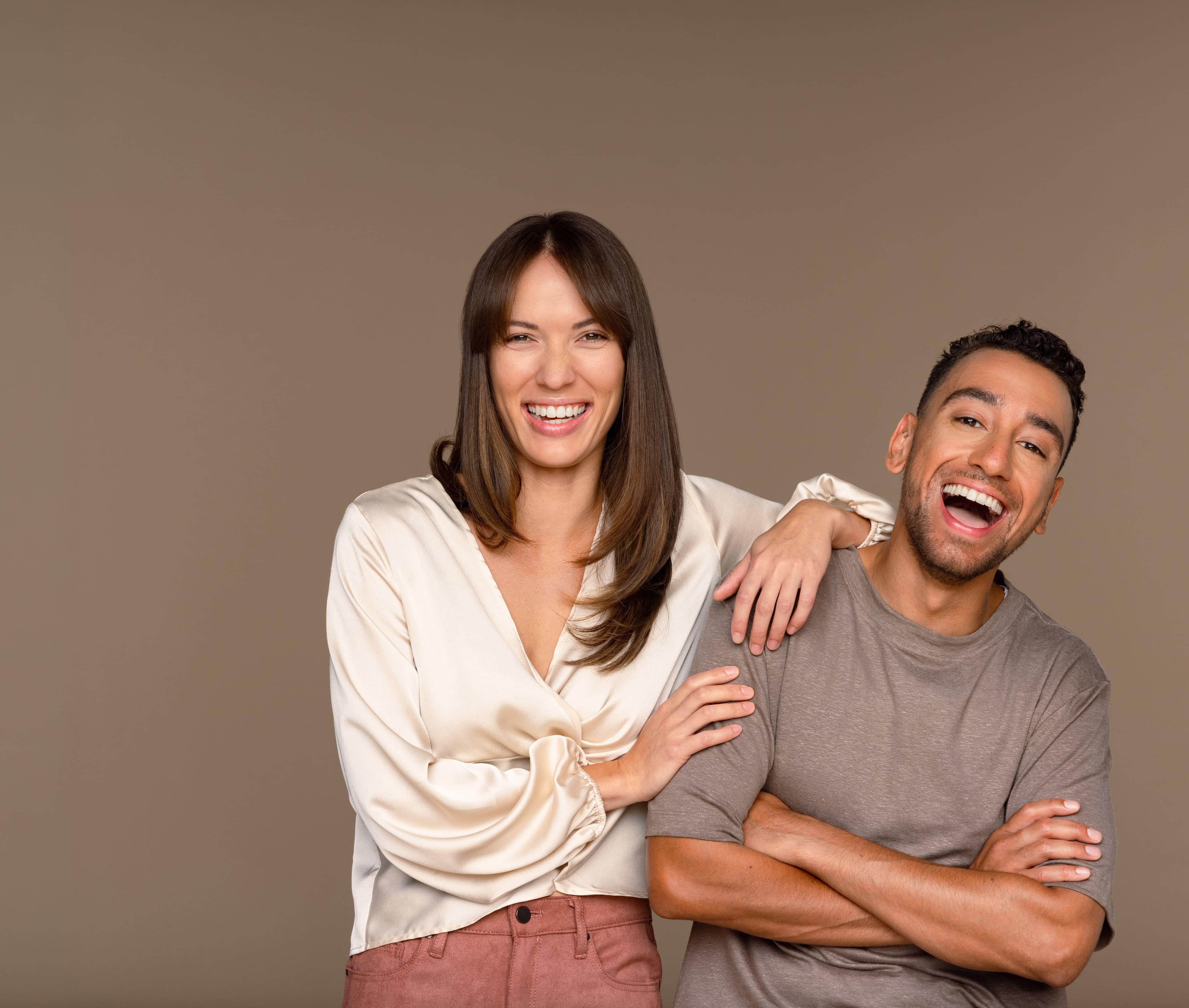 Smiling person showing connection